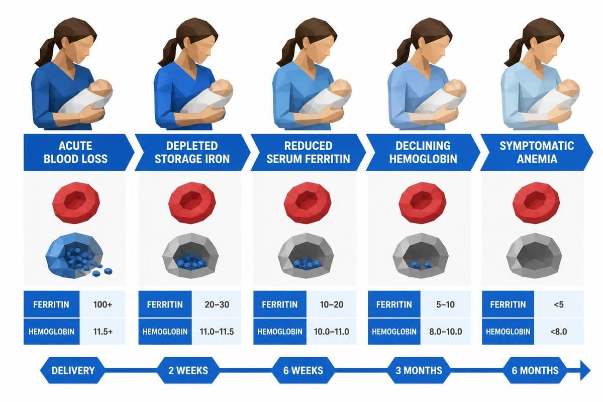 Postpartum iron depletion stages