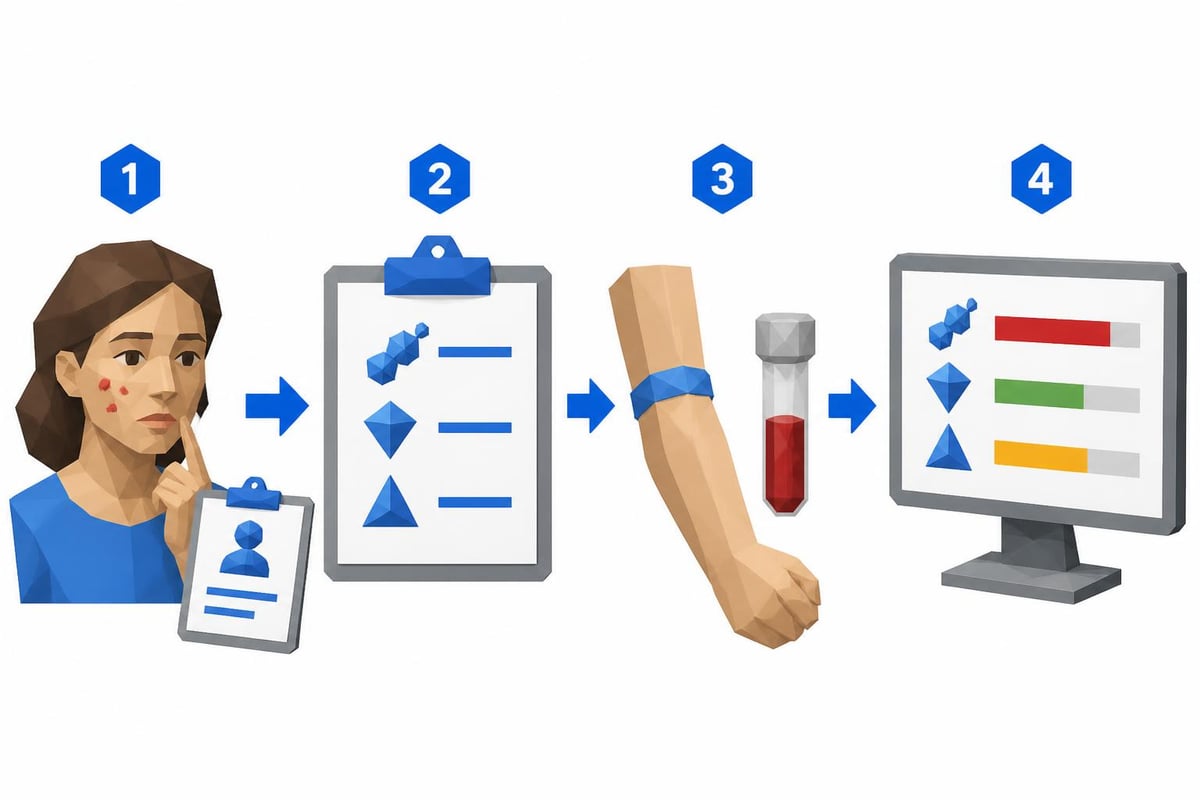Hormone testing workflow for acne diagnosis