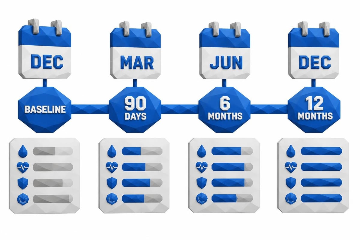 Timeline of baseline testing to goal achievement