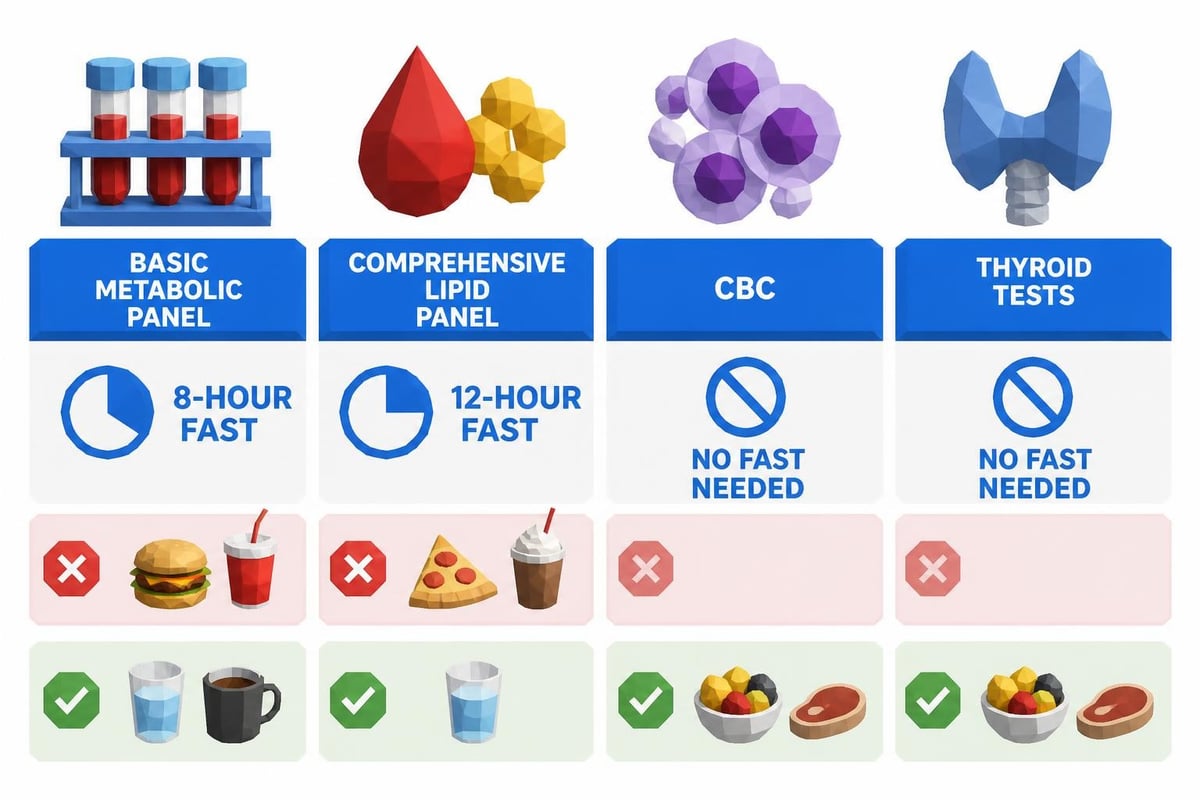 Fasting timeline for different lab tests